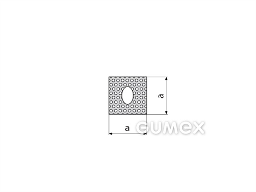 Mikroporézní profil čtvercový s dutinkou, 20x20mm, hustota 500kg/m3, EPDM, -30°C/+80°C, černý